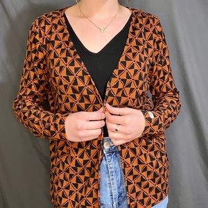 RVCA - Orange/Black Geometric Pattern Cardigan (M)